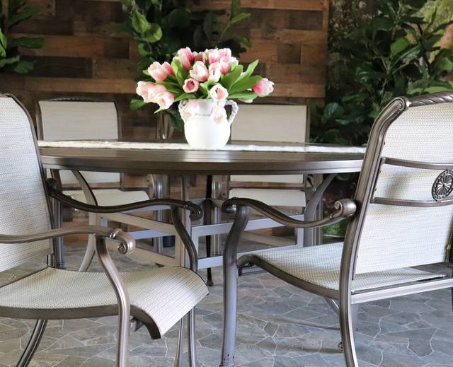Glenhaven Baymont Outdoor Patio Dining Furniture Aluminum Frames with Sling