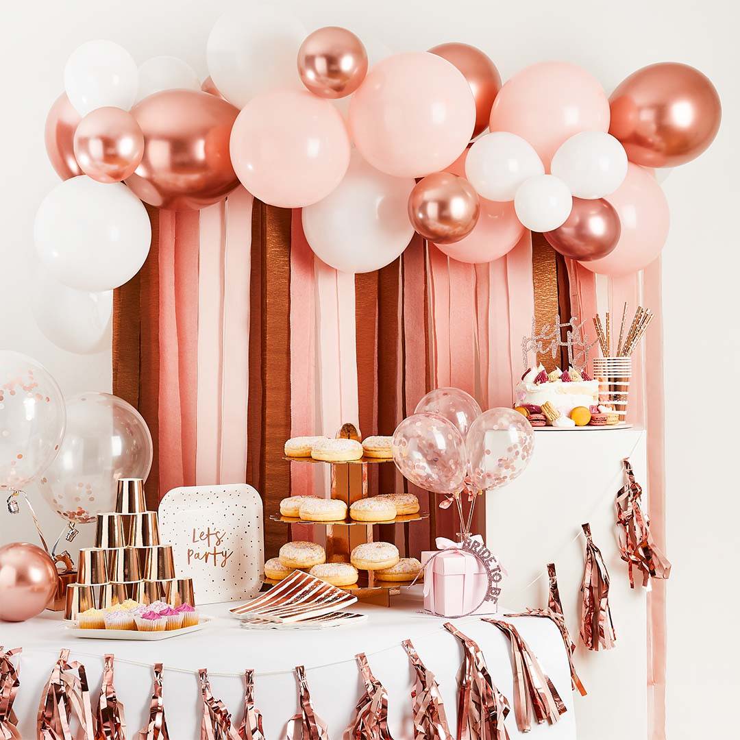 rose gold party decorations