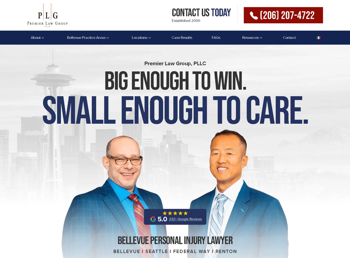 Screenshot of Premier Law Group, from the law firm websites collection.