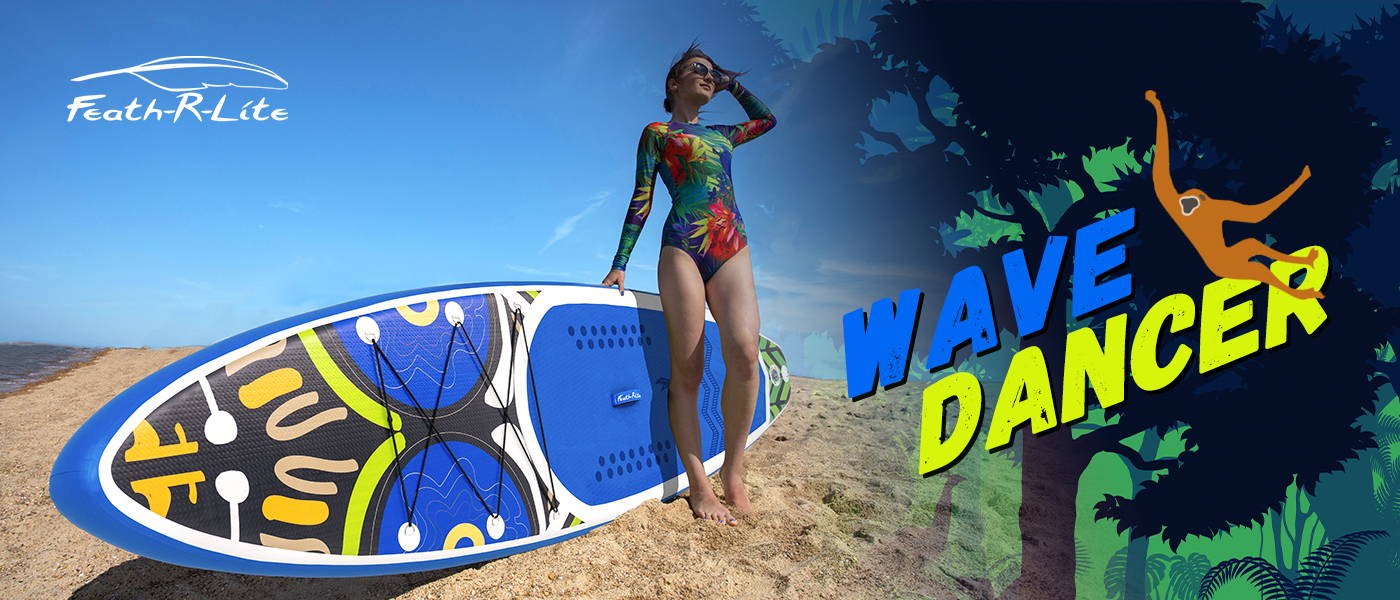Monkey paddle board provided by feath-r-lite paddle board wave dancer with water fun