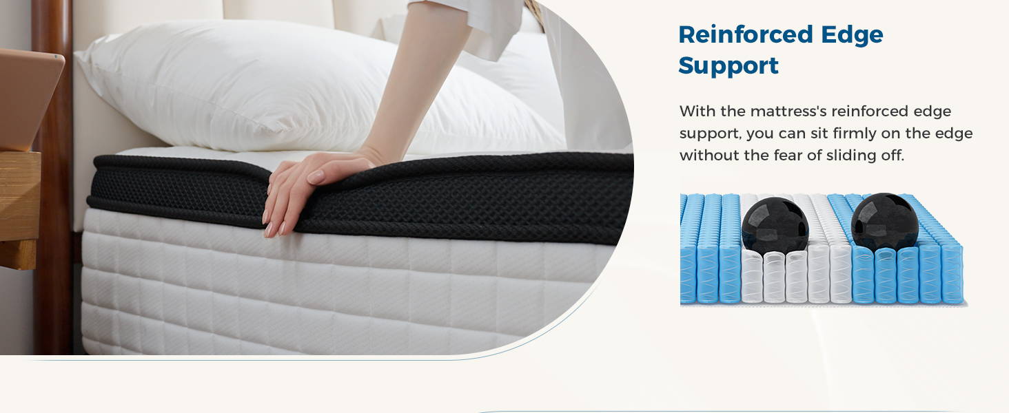 Inofia 12 Inch Cloud-Lux Memory Foam Mattress with Pocket Sprung Medium Firm with Tencel Fabric Fire Resistant Barrier Pressure Relieving OEKO-TEX Certified
