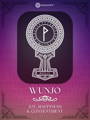 Wunjo Rune Meaning with design by Occultify. Rune of protection, safety and defense. Purple and pink background with lightly overlayed runes and ornate border.