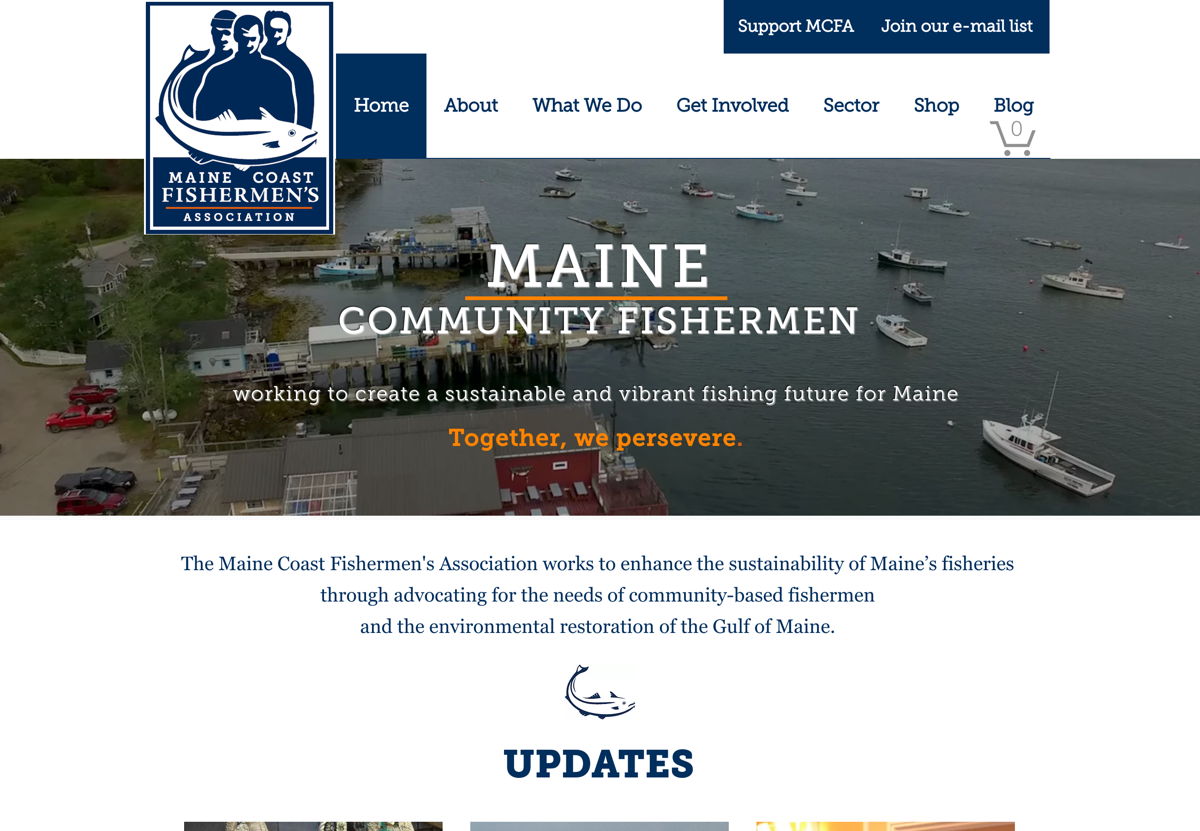 Screenshot of Maine Coast Fishermen's Association, from the nonprofit & charity websites collection.