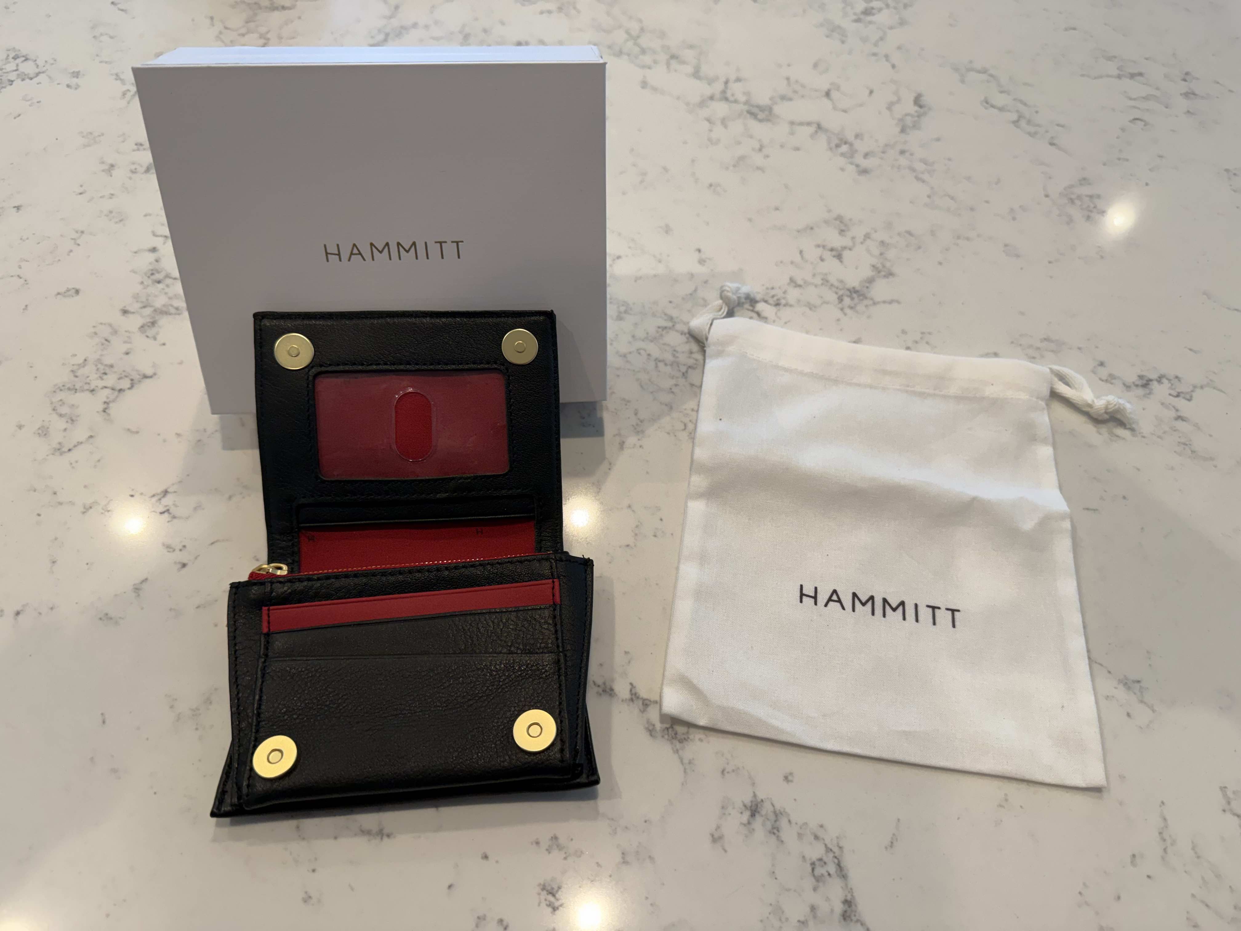 Allen Wallet | Black/Brushed Gold Red Zip - $125.00 | Hammitt Heritage