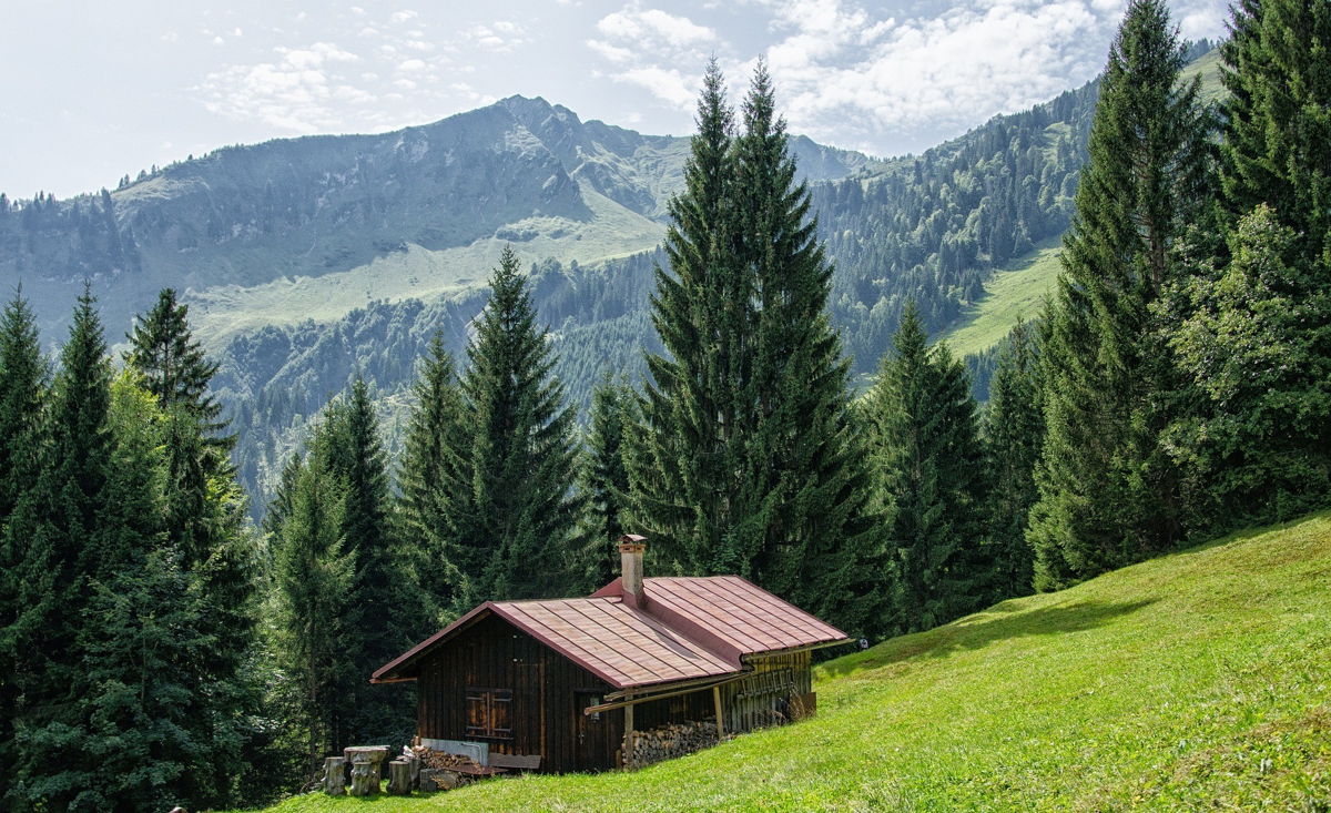 Wandern von der Ferienwohnung in den Bergen im Sommer:.