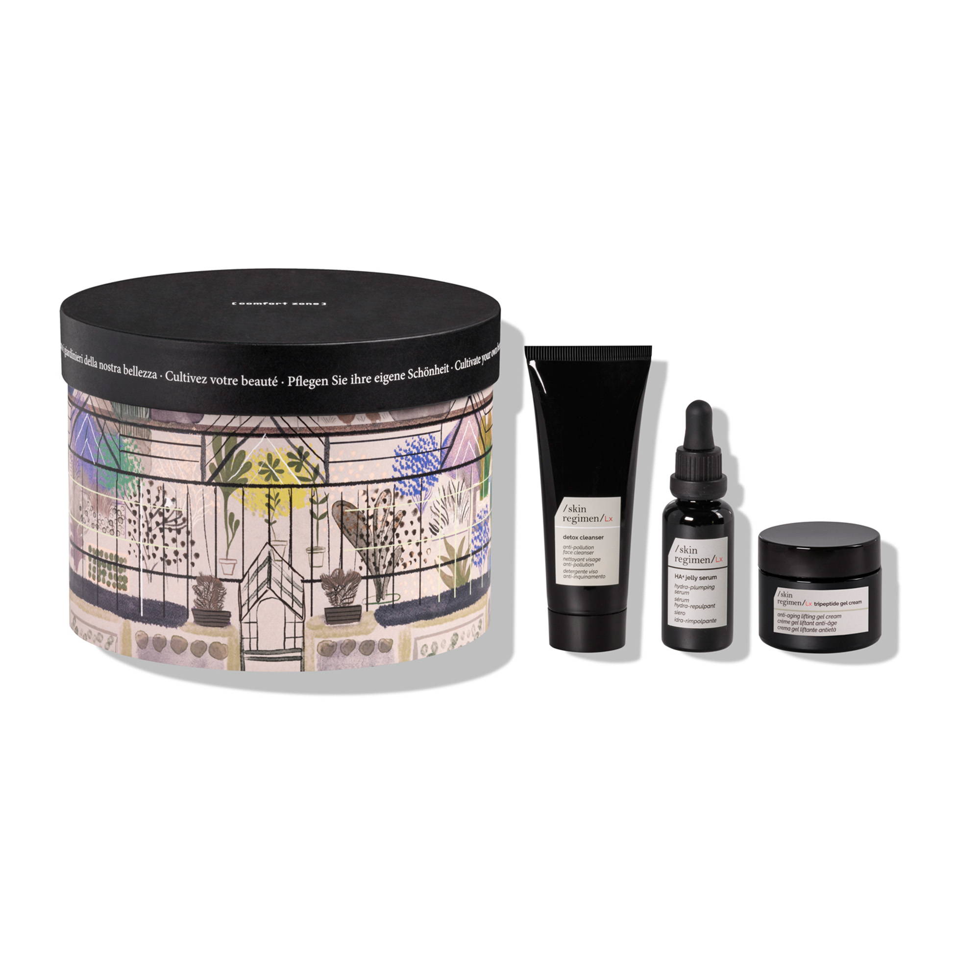 Hydra-Plumping Gesichtspflege-Set mit Lx Detox Cleanser, HA4 Jelly Serum und Tripeptide Gel Cream in nachhaltiger Geschenkbox