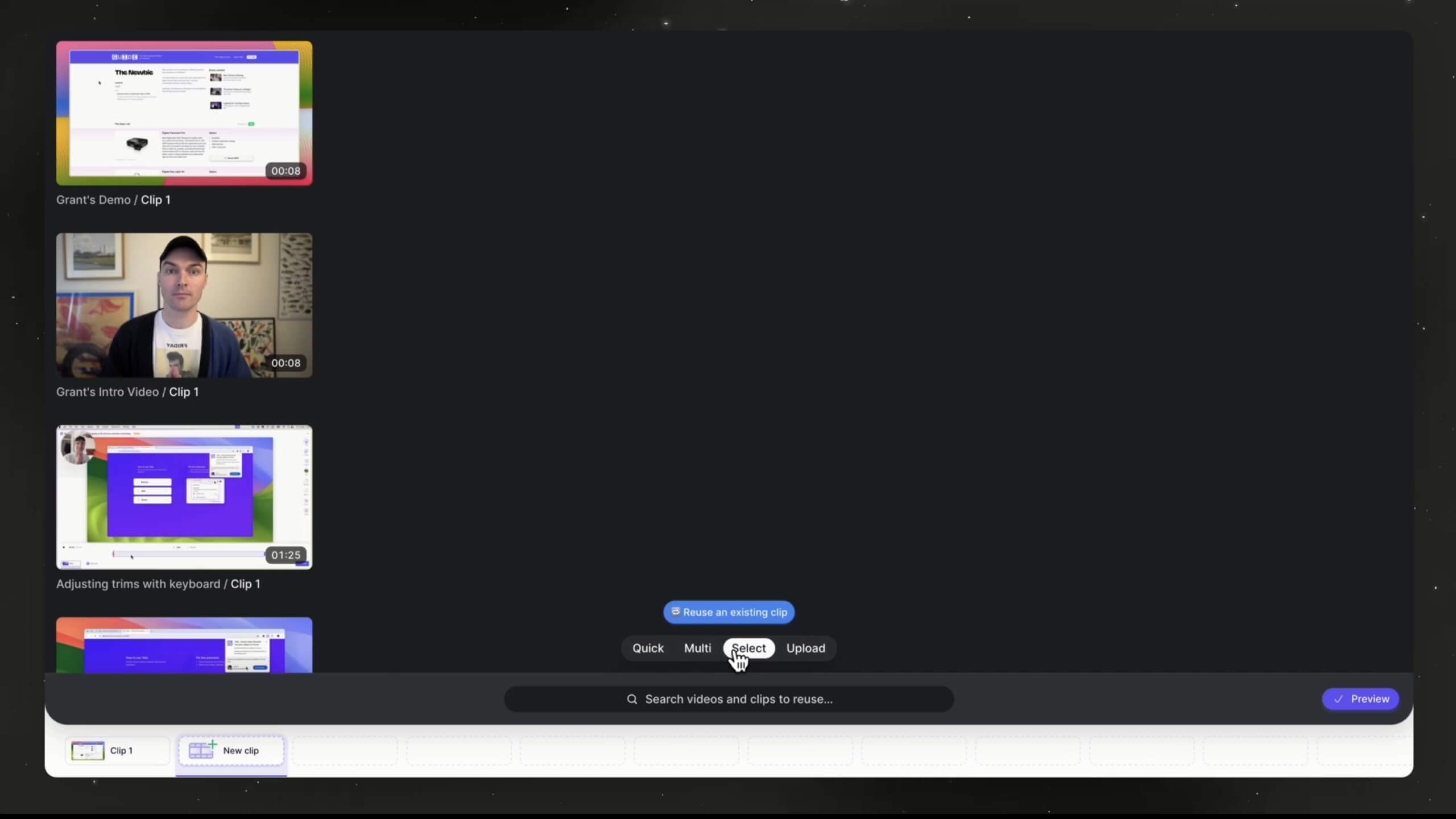 Reusable Video Clips