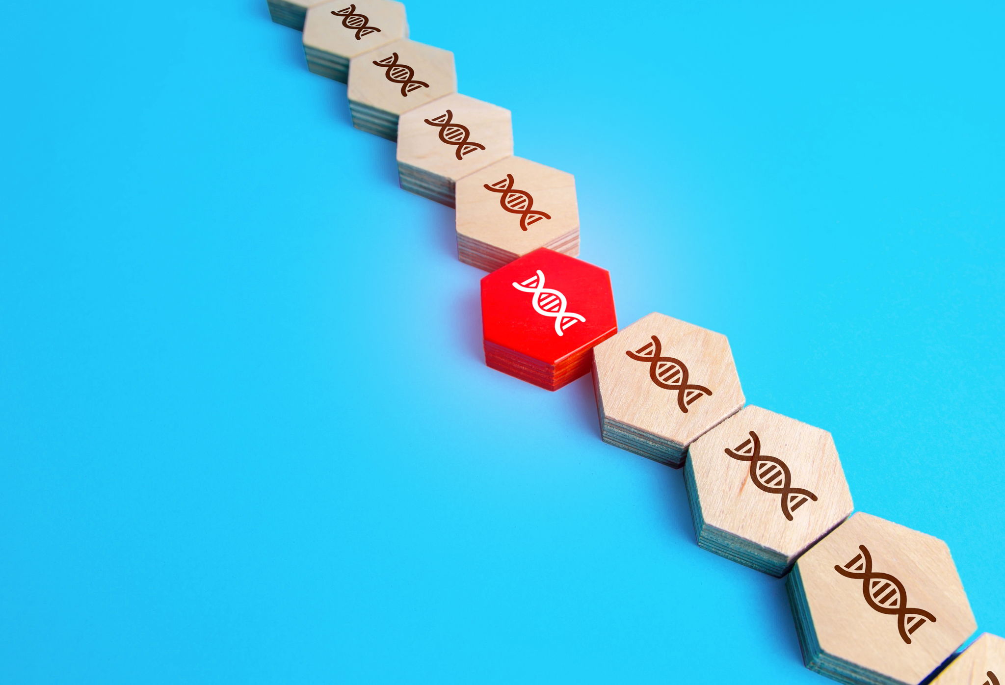 Damaged strand of DNA chain. Mutations and genetic diseases, cancer