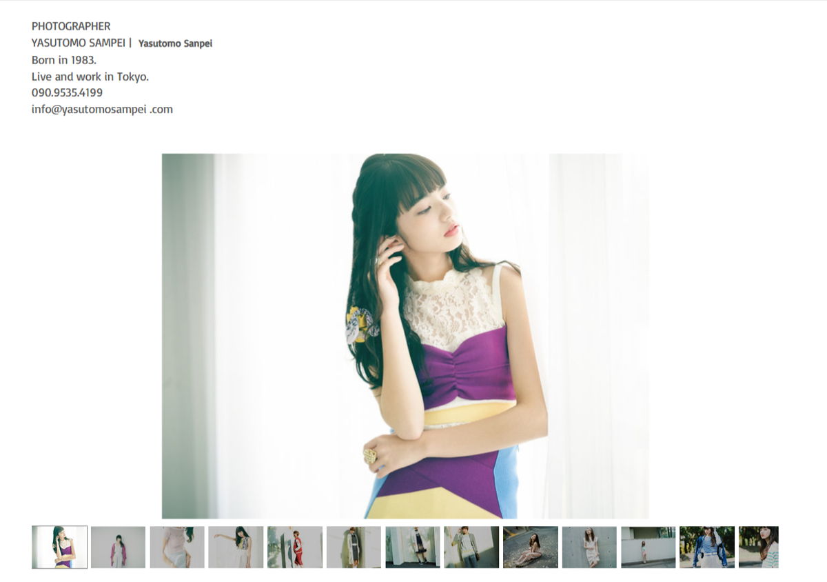 Screenshot of YASUTOMO SAMPEI, from the wix photography website examples collection.