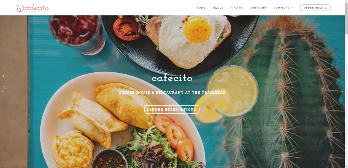 Screenshot of Cafecito Santa Fe, from the cafe & coffee shop websites collection.