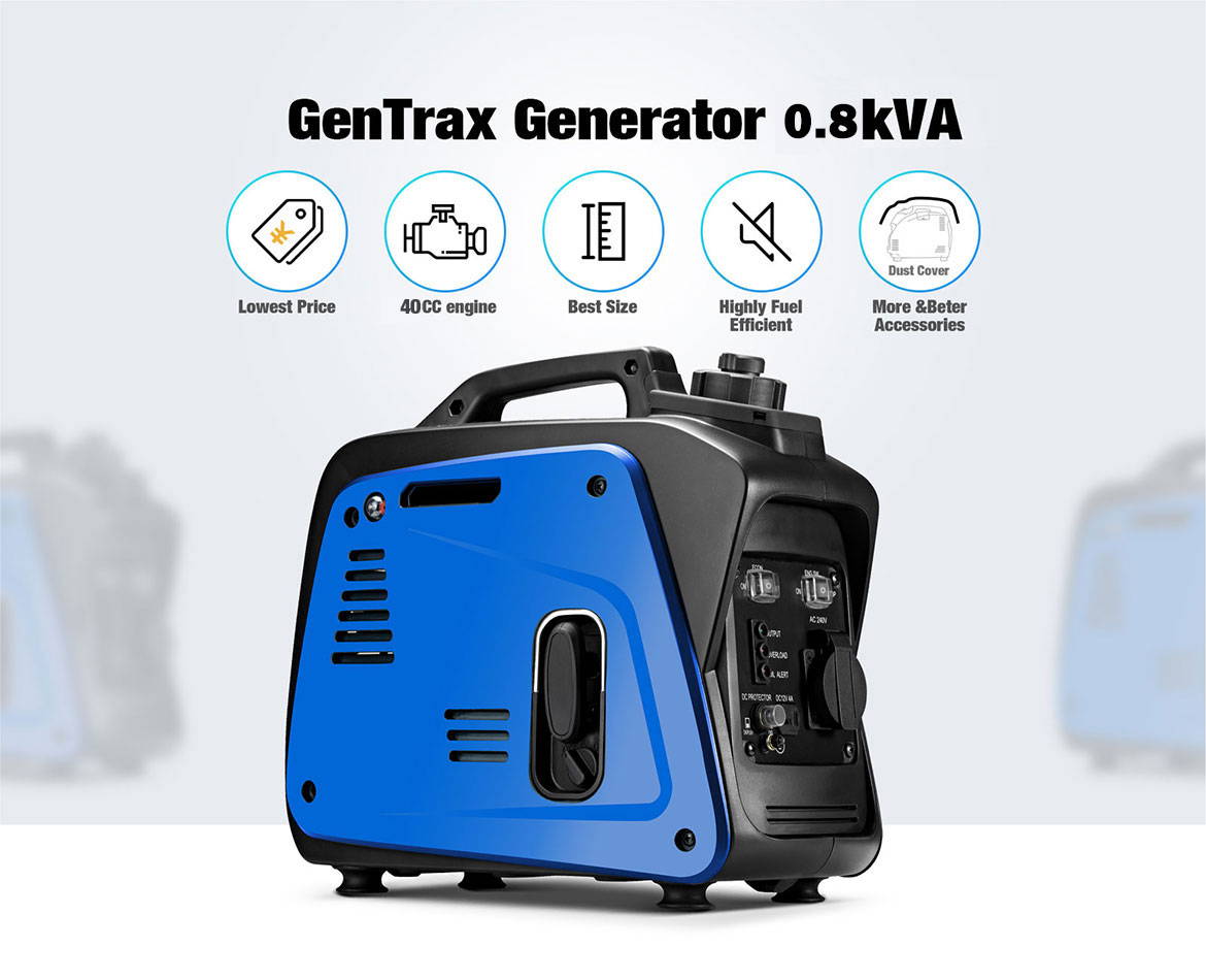 GenTrax Portable Inverter Generator 800W Max 700W Rated Pure Sine