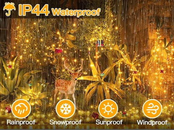 Features of Ollny's 800 leds clear cable cool white string lights - mobile size