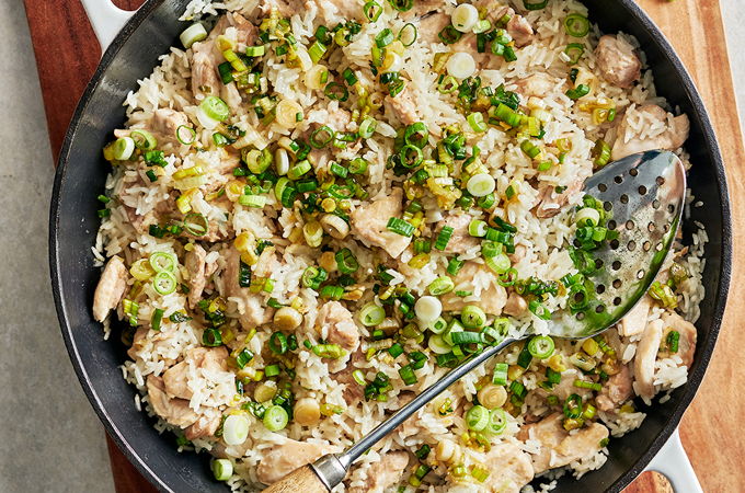 Riz <i>one pot</i> au poulet et au gingembre