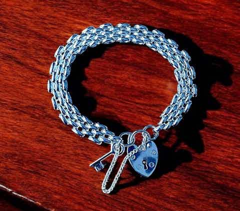 Shop solid sterling silver padlock charm bracelets - Pobjoy Diamonds