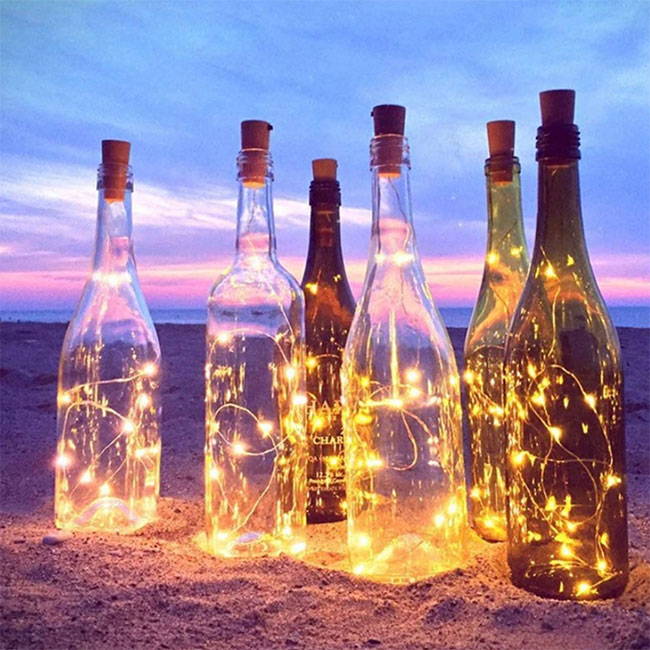 Wine bottle fairy lights - Wine bottle string lights for home, bedroom decoration. Christmas wine bottle fairy lights.