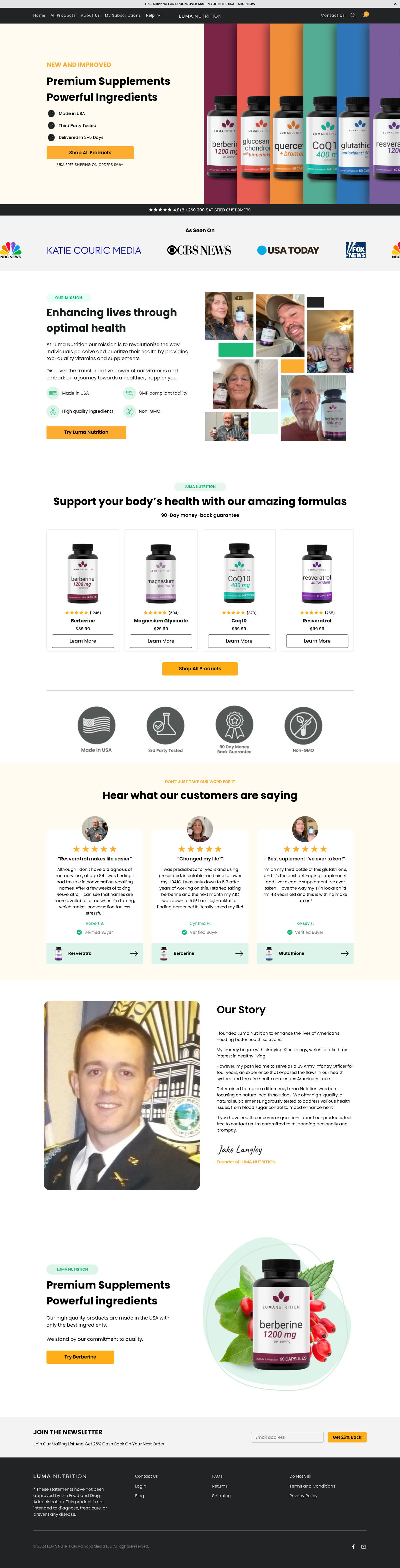 Screenshot of Luma Nutrition, from the product page examples collection.
