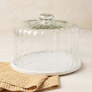White Marble Fluted Cake Dome