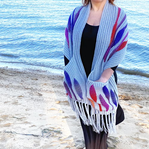 Embossed Fall Pocket Shawl