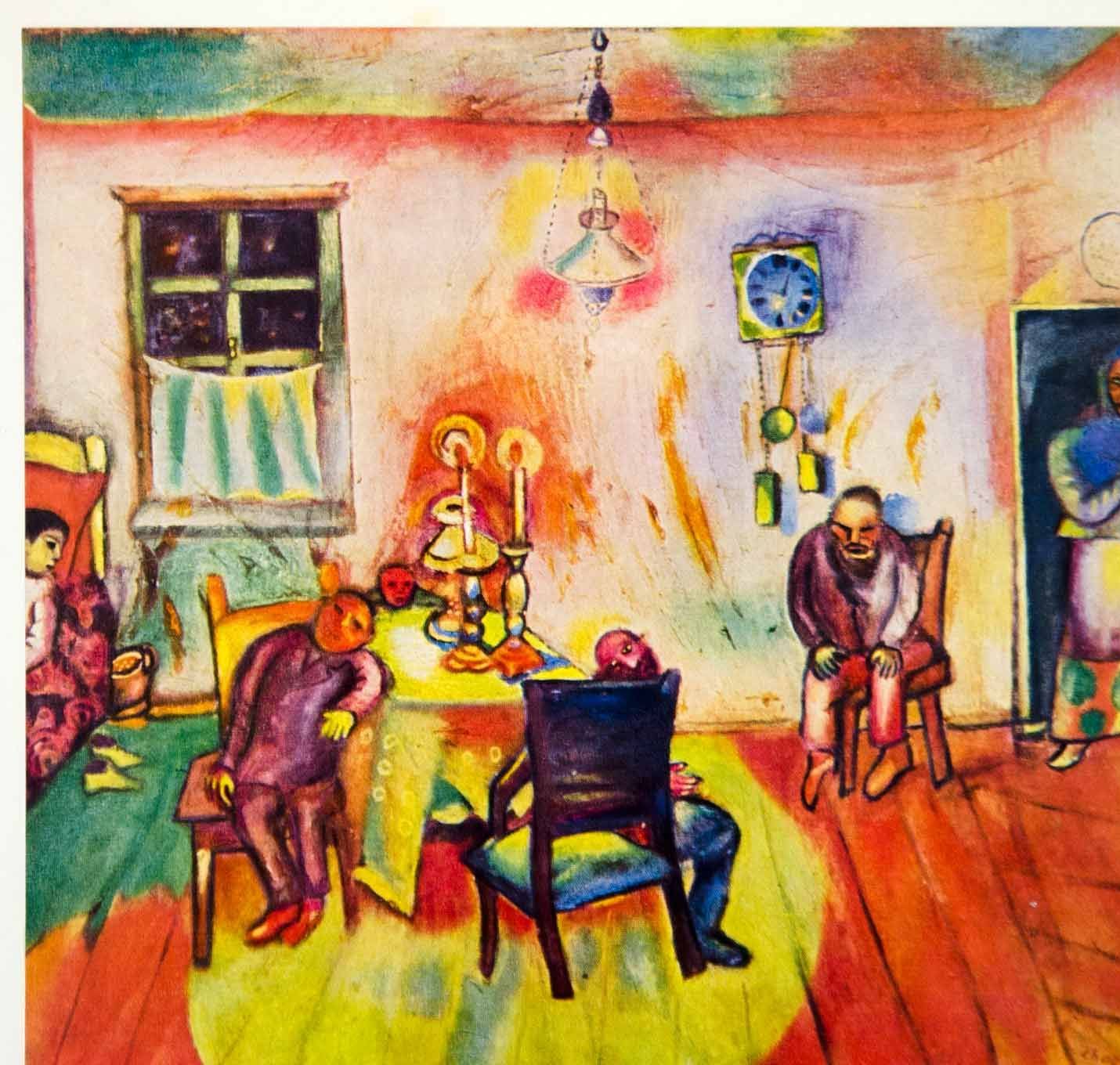 a Marc Chagall painting featuring a Shabbos table