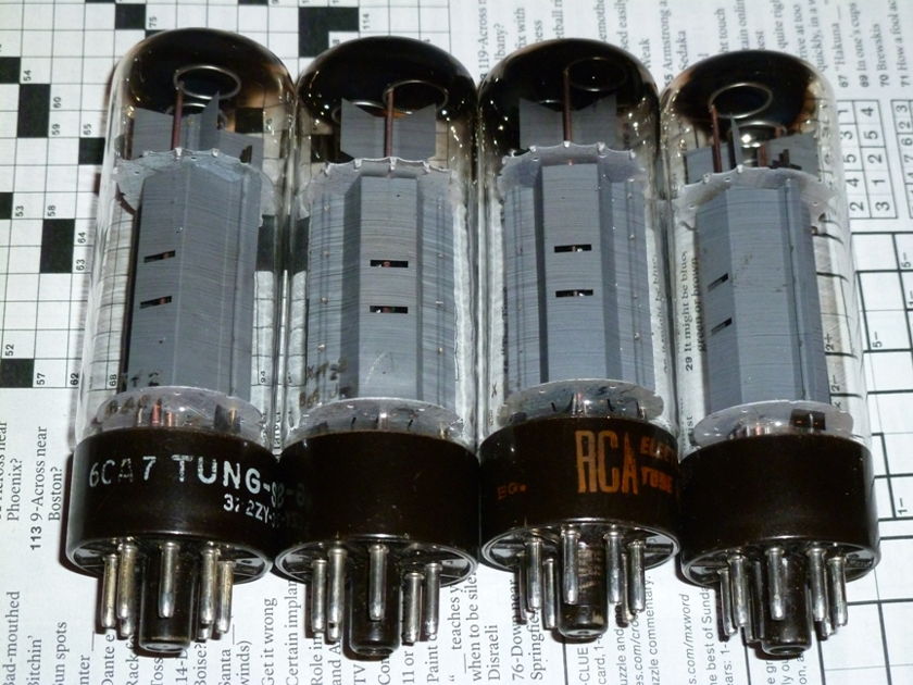 6CA7/EL34 quad of XF2  brown-base tubes Tung-Sol, RCA
