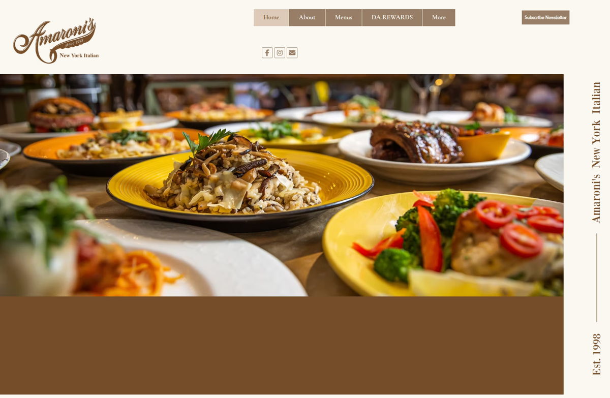 Screenshot of Amaroni's , from the wix restaurant website examples collection.