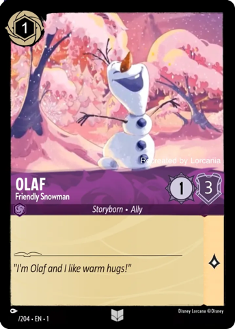 Olaf card from Disney's Lorcana Trading Card Game.