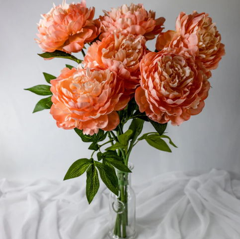 Peach Peony Bloom Soft Touch- Realistic Artificial Flowers