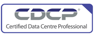 CDCP logo with stylized grey letters CDCP above the text Certified Data Centre Professional in black, all within a rounded rectangular border.