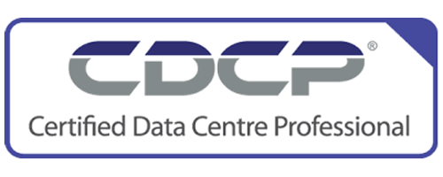 CDCP logo with stylized grey letters CDCP above the text Certified Data Centre Professional in black, all within a rounded rectangular border.
