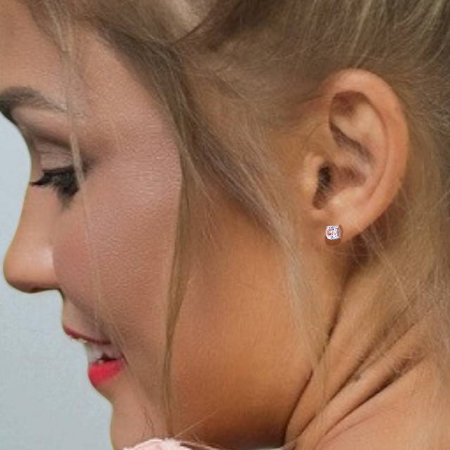 Fancy pink lab grown diamond earrings studs in gold or platinum - Pobjoy Diamonds