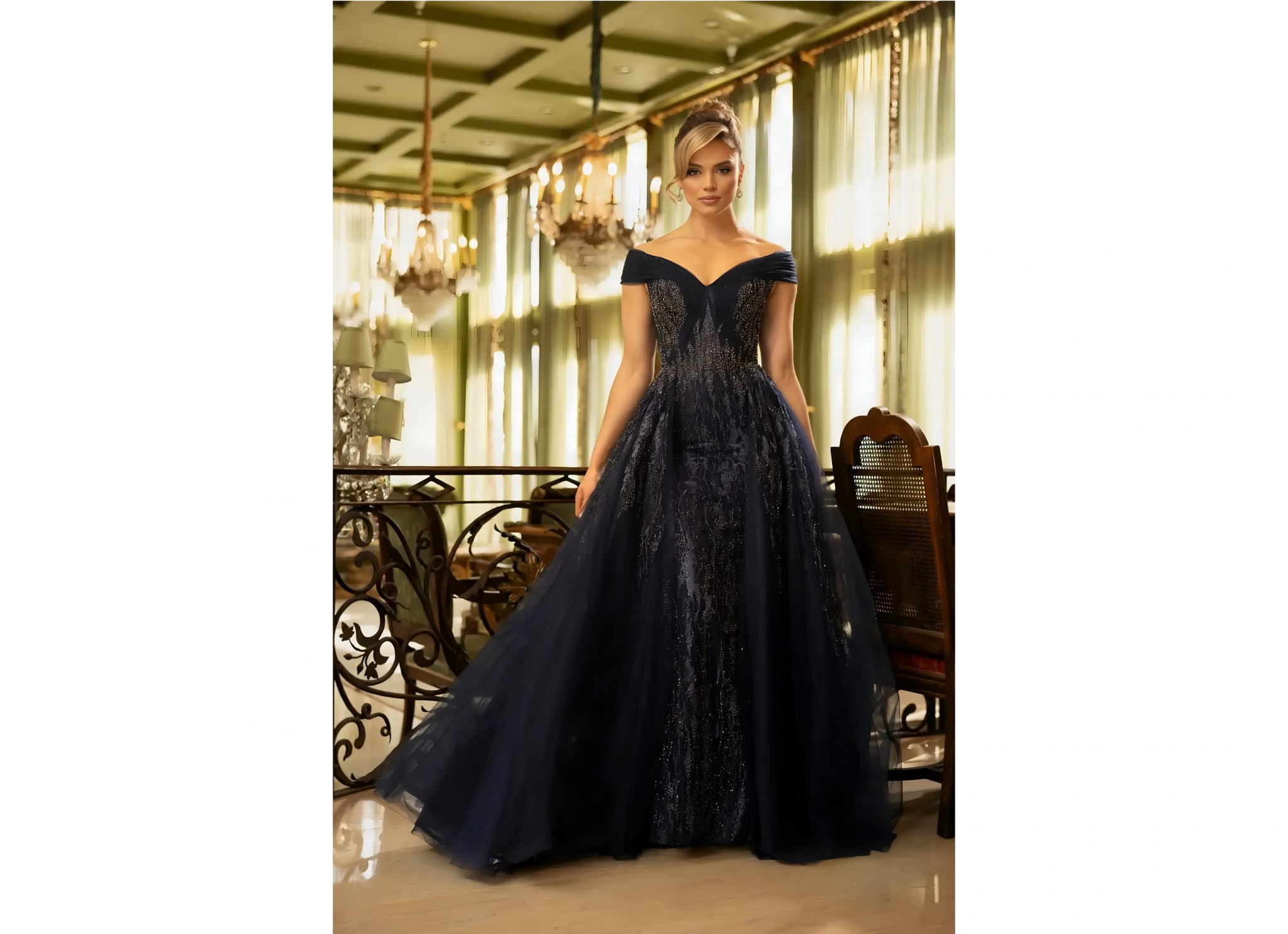 242M3347 Tulle Off-Shoulder Sweetheart Ballgown Dress