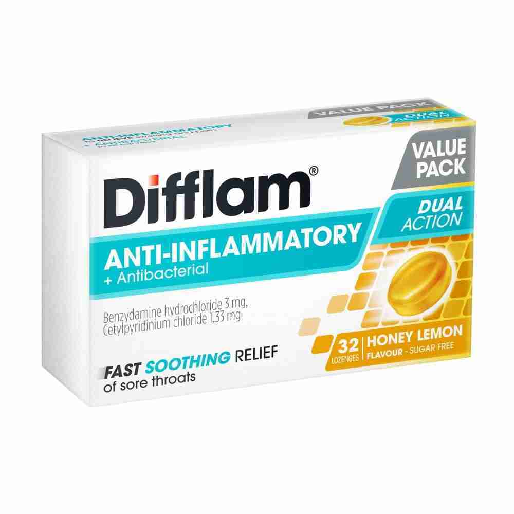 Difflam Antibacterial & Anti-Inflammatory Honey & Lemon Flavour Value Pack 32 Lozenges - Image 2
