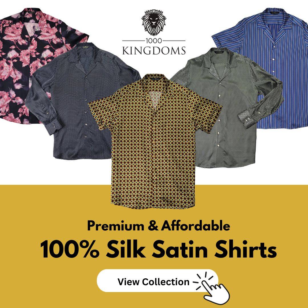 collection of mens silk satin shirts by 1000 kingdoms