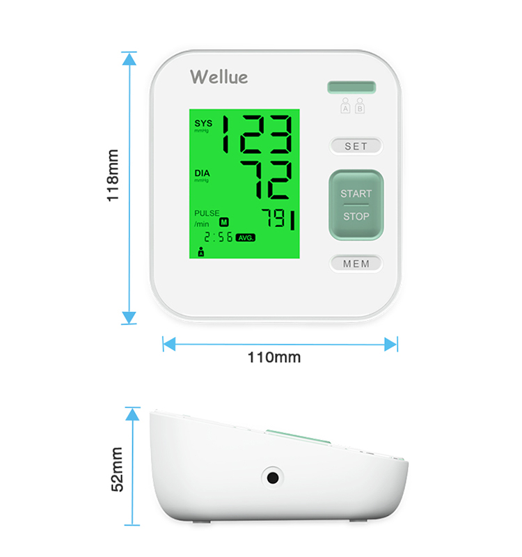 Dimensions of the digital blood pressure monitor