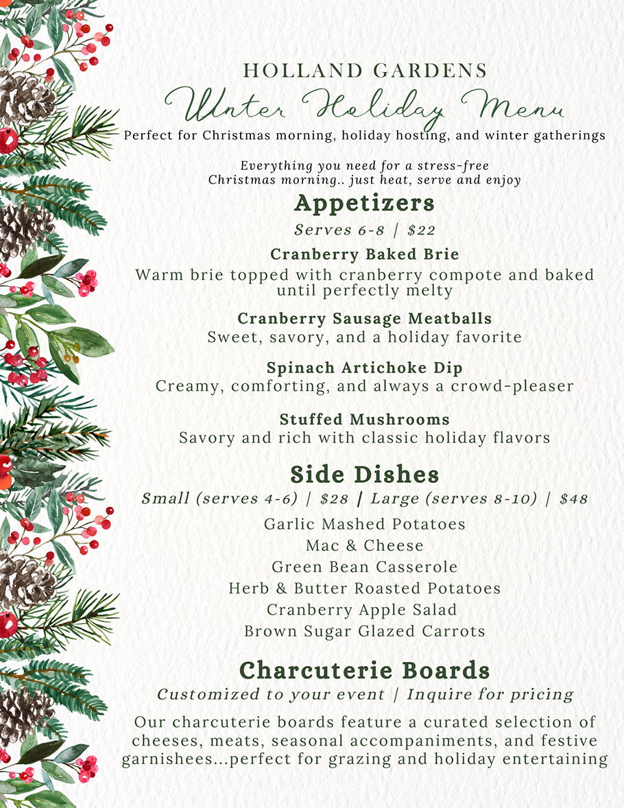 Holland Gardens WInter Holiday Menu Page 2