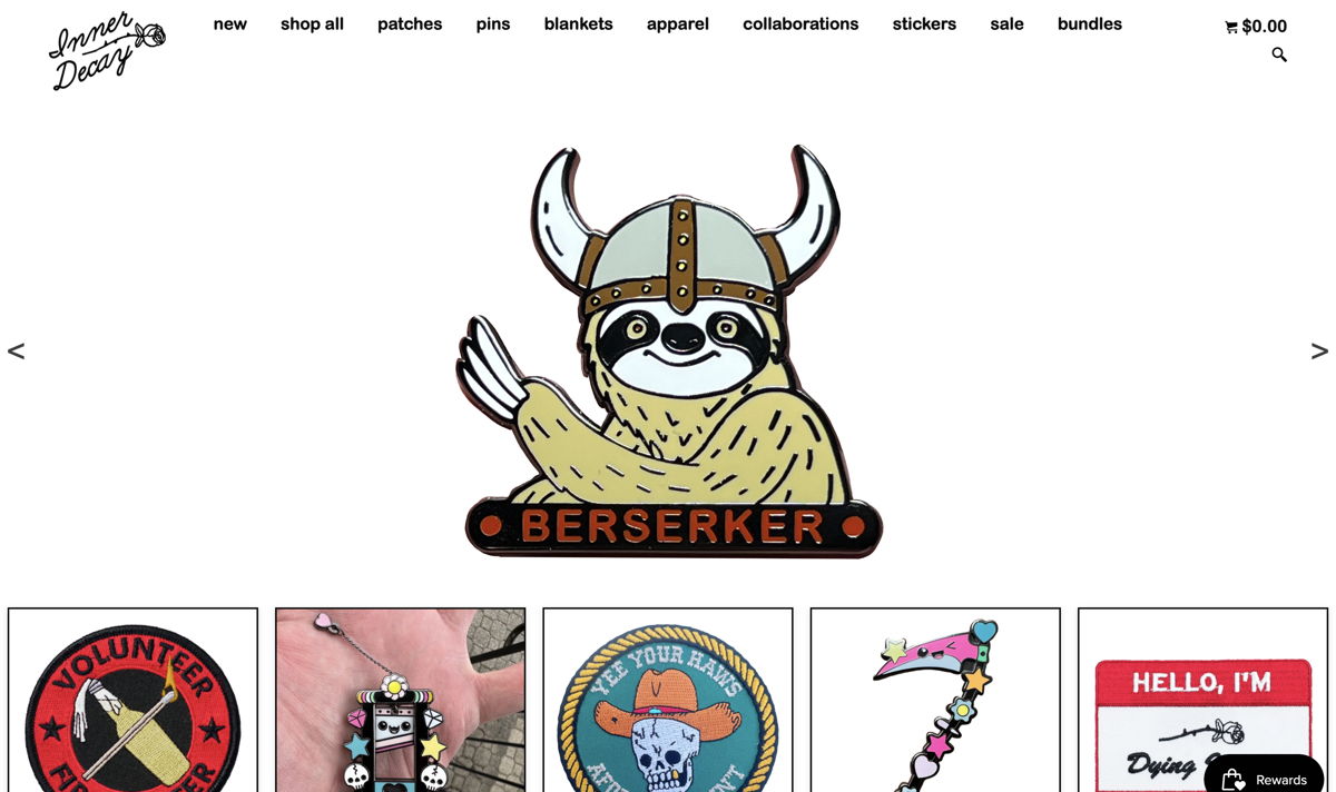 Screenshot of Inner Decay, from the ecommerce websites collection.