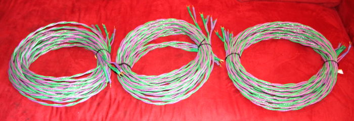 Three bi wired pairs of XLO Type 6 speaker cables