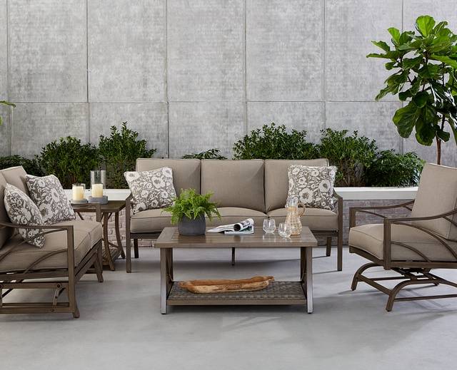Apricity by Agio Potomac Outdoor Patio Furniture Seating Aluminum with All Weather Wicker Accents
