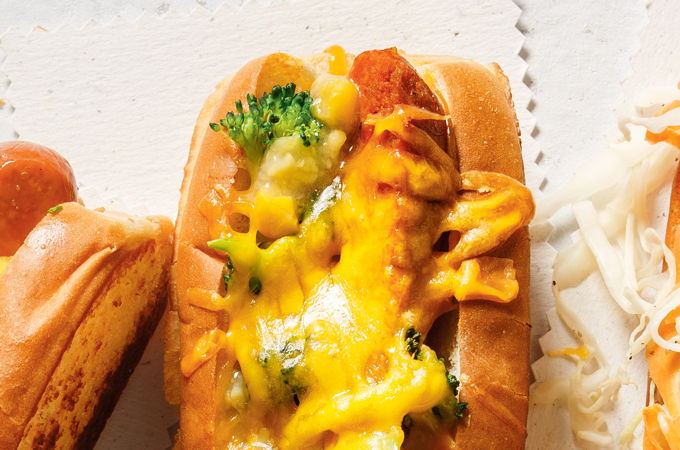 Hot Dogs with Broccoli and Cheese