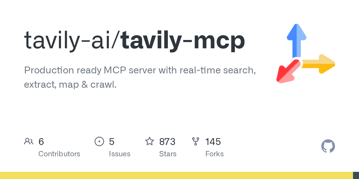 GitHub - tavily-ai/tavily-mcp: Production ready MCP server with real-time search, extract, map & cra