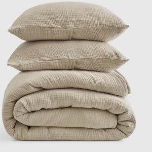 Organic Airy Gauze Quilt Set | Queen-Dune Color