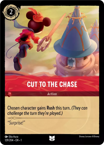Cut To The Chase card from Disney's Lorcana: The First Chapter.