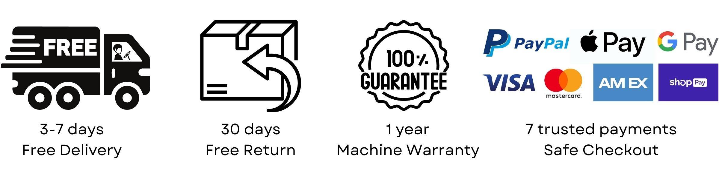 Free shipping in the United States 30-day return, 36-month machine, 7-year cutter warranty Guaranteed safe checkout with Paypal and other trusted payments Specialized in manufacturing paper shredders since 2005