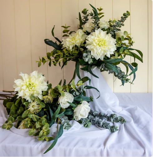 White Roses and Dahlia Bouquet- Realistic Artificial Flowers - Image 2