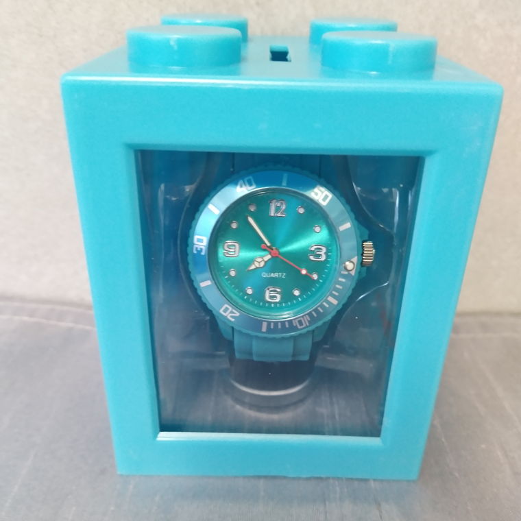 Silikon Uhr Türkis in Box Lego Stein Kässeli _2