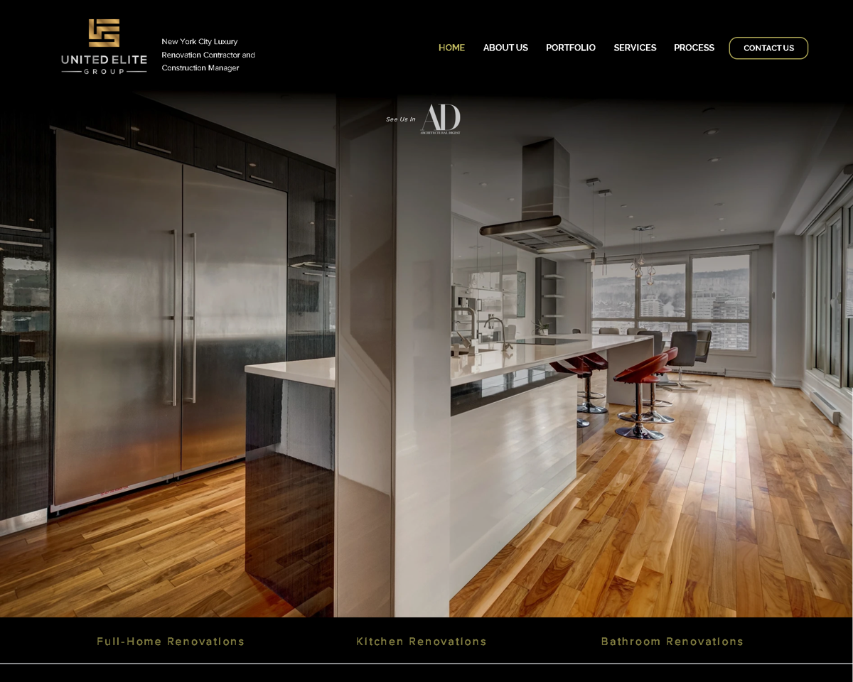 Screenshot of United Elite Group , from the remodeling websites collection.