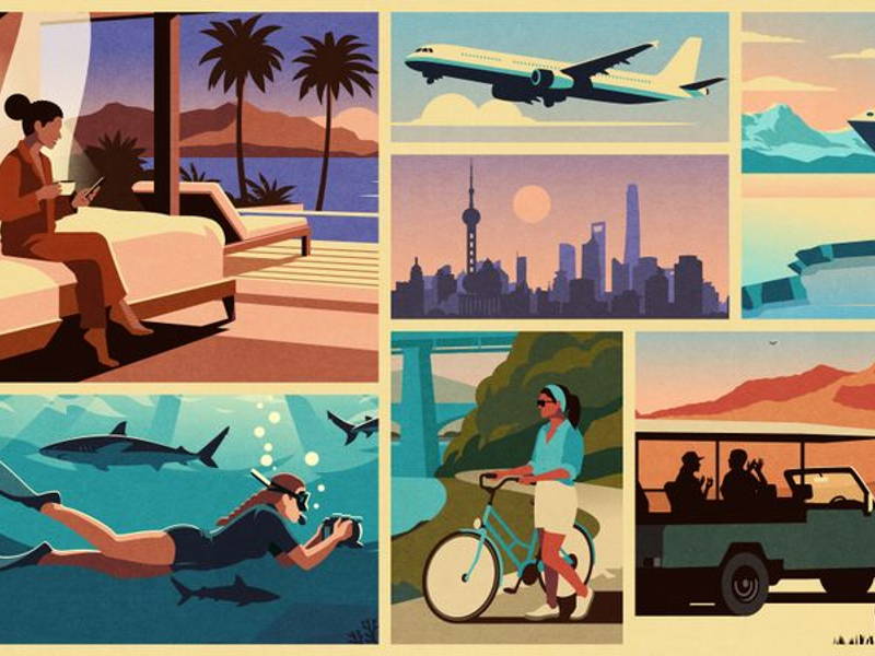 Image may contain: Aircraft, Airplane, Transportation, Vehicle, Adult, Person, Bicycle, Machine, Wheel, Art, and City