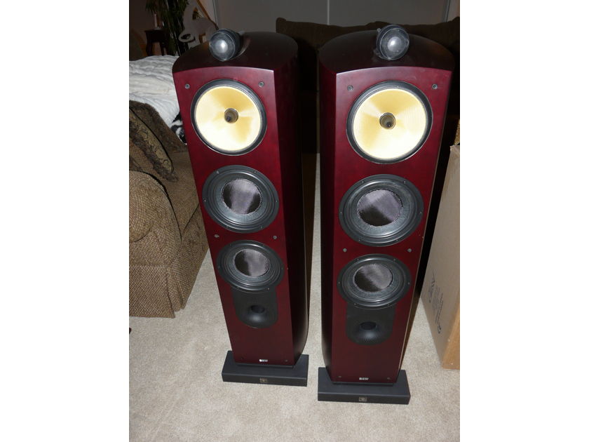 Bowers and Wilkins N803 Red Cherry Speakers c/w Sound Anchor stands