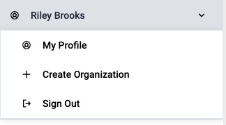 User menu at the top of the Navigation pane