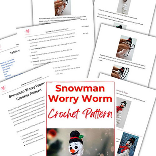 Snowman Worry Worm Crochet Pattern